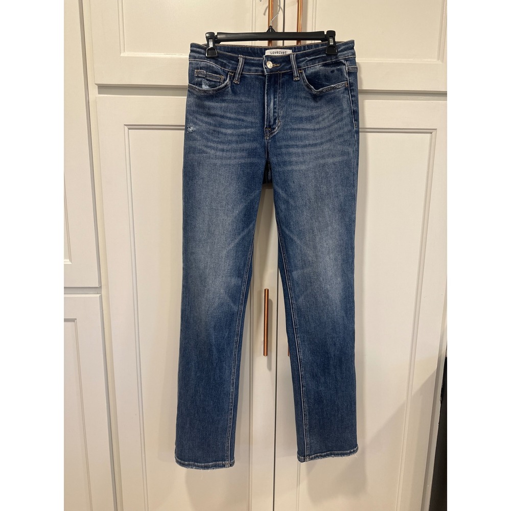 Lovervet Womens Distressed Straight size 7/28 Jeans Medium Wash High Rise Denim
